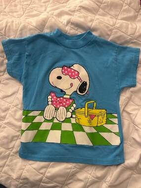 Vintage 80s 90s Snoopy Picnic Watermelon Graphic T-Shirt 4T Blue